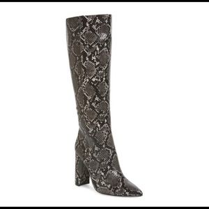 Steve Madden black animal print snakeskin high heels triumph boot 7